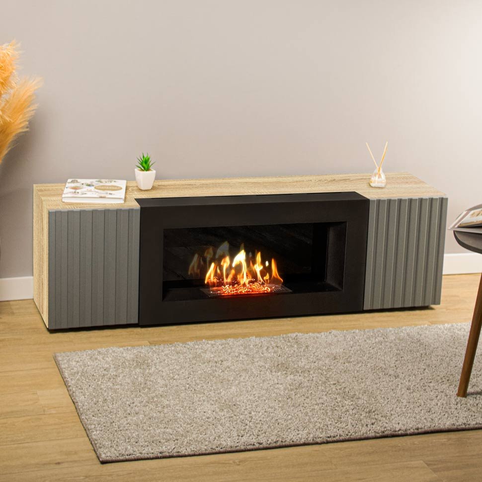 Тумба под ТВ с биокамином SteelHeat IMOLA IMPULSE 140 см (корпус дуб Сонома / фасады Гротто гранит) Тумба под ТВ с биокамином SteelHeat IMOLA IMPULSE 140 см (корпус дуб Сонома / фасады Гротто гранит)