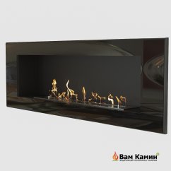 Прямоугольный очаг с отделкой из стекла стемалита на заказ