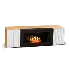 Тумба под ТВ с биокамином SteelHeat IMOLA IMPULSE 140 см (корпус дуб Вотан / фасады белый)