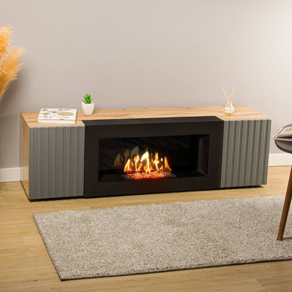 Тумба под ТВ с биокамином SteelHeat IMOLA IMPULSE 140 см (корпус дуб Вотан / фасады дуб Гротто Гранит) Тумба под ТВ с биокамином SteelHeat IMOLA IMPULSE 140 см (корпус дуб Вотан / фасады дуб Гротто Гранит)