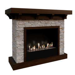 Биокамин в портале Firezo Chalet Темный дуб, Сланец, стандарт