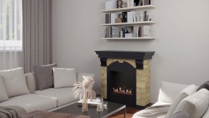 Биокамин в портале Firezo Dublin Венге, Сланец Белый, стандарт