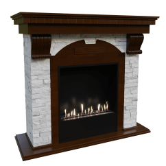 Биокамин в портале Firezo Dublin Темный дуб, Сланец белый, стандарт