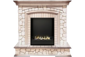 Биокамин в портале Firezo Preston Белый слоновая кость с патиной, стандарт